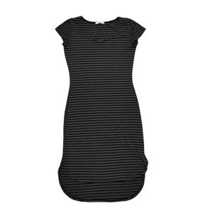 Anthropologie Acemi Black & Grey Striped Bodycon High-Low Mini Dress Siz…